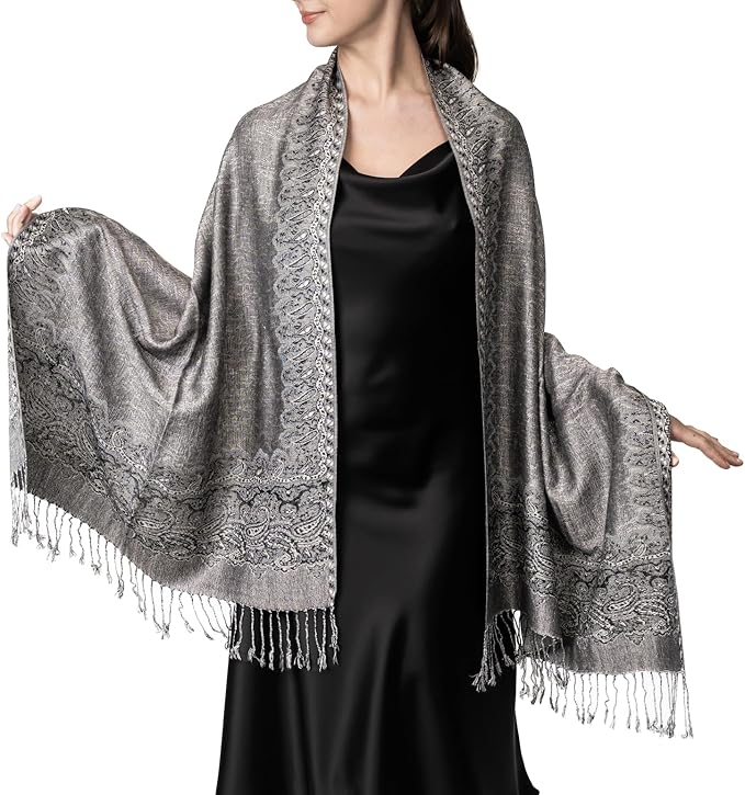 Achillea Big Paisley Pashmina Shawl Wrap for Women – Elegant Scarf for Weddings, Evening Dresses, Festivals & Daily Wear