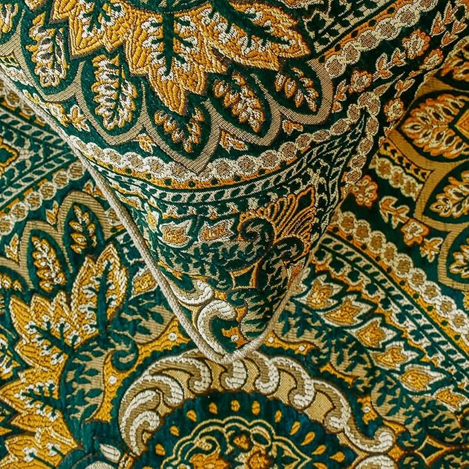 The HomeCentric King/Queen/Twin Green Luxury CA King 86"x18" Bed Runner Without Pillow Cover, Damask, Tassels & Tapestry Bed Scarf on Jacquard Fabric - Damask Tapestry