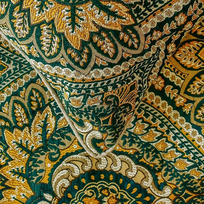 The HomeCentric King/Queen/Twin Green Designer Twin 53"x18" Bed Runner with Two Pillow Cover, Damask, Tassels & Tapestry Bed Scarf on Jacquard Fabric - Damask Tapestry