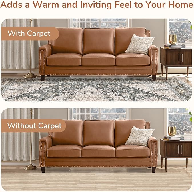 OPPODREAM Thin Area Rugs 9x12 Living Room, Washable Rugs 9x12 with Non Slip Backing, Faux Cashmere Low-Pile 9 x 12 Carpet, Greenish Grey