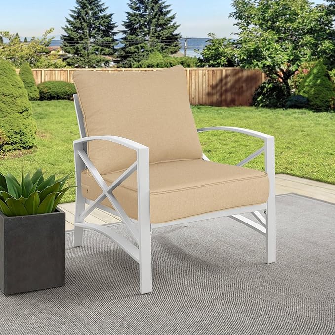 Goodgoods 22x24 inch Outdoor/Indoor Deep Seat Patio Cushions Set of 2 Resilient Foam Filling Water Repellent Stain-Resistant UV Resistant Weather Resistant Deep Seat Bottom Beige
