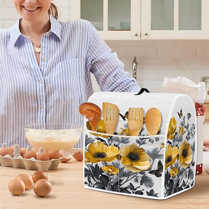 Mixer Dust Cover for 8.5-9.5 Qt Stand Mixer, Cloth Cover with 2 Storage Pockets for Stand Mixer Protective Covers Large for 8.5-9.5 Quart Mixer