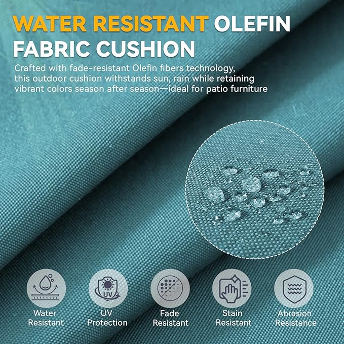 Outdoor Cushion Set for Furniture Patio Furniture, UV Resistant, Water Resistant - 6 Inch Thick Foam Garden Cushions – 22x24 Inch Patio Seat Covers for Chair/Sofa/Couch | Peacock Green | 11-Pack |