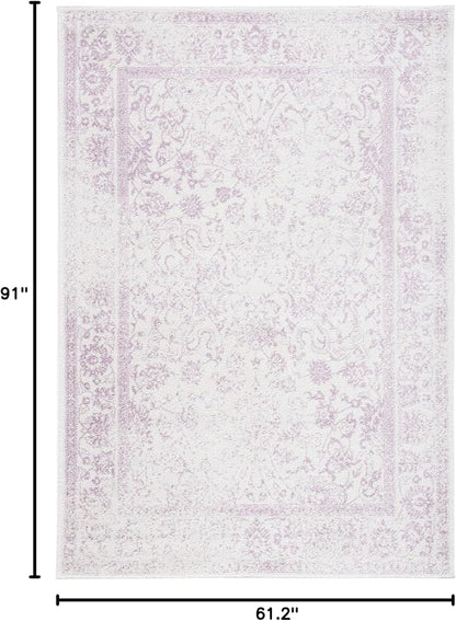 SAFAVIEH Adirondack Collection Area Rug - 5'1" x 7'6", Ivory & Lavender, Distressed Vintage Floral Design, Non-Shedding & Easy to Clean, Ideal for Living Room, Bedroom, Dining Space (ADR109U)