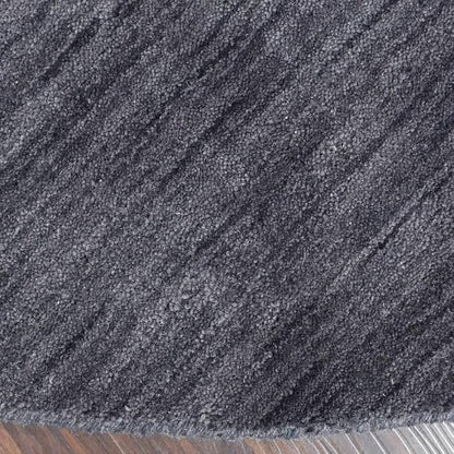 Hand Knotted Loom Wool ECO-Friendly Area Rugs - 6'x6', Round, Charcoal Color, Solid Plain Design, High Pile Thick Handmade Anti Skid Area Rugs for Living Room, Bed Room (L00111)