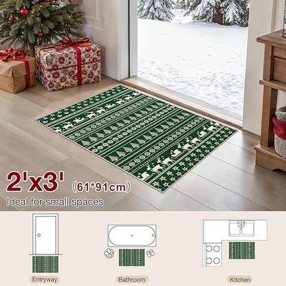 Abstract Living Room Rug 2X3 - Modern Washable Christmas Soft Thin Area Rug for Living Room Bedroom Under Dining Table - Neutral Indoor Floor Rug Carpets for Home Office Playroom Nursery - Brown
