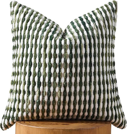 AmHoo Boho Chenille Pillow Cover Decorative Tufted Pillowcase for Couch Bed Sofa Bedroom Living Room Modern 18 x 18-Inch Sage Green