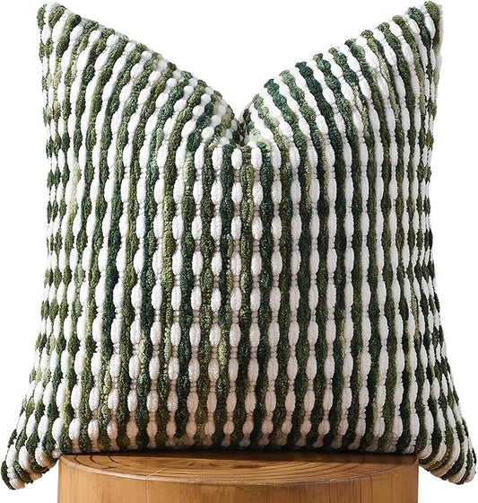 AmHoo Boho Chenille Pillow Cover Decorative Tufted Pillowcase for Couch Bed Sofa Bedroom Living Room Modern 18 x 18-Inch Sage Green