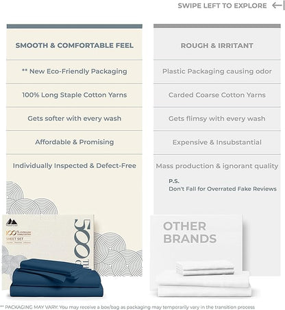 Mayfair Linen 500 Thread Count 100% Cotton Sheets King Size Bed Set - 4 PC King Bed Sheet Set Cotton (Teal), Soft, Cooling, Sateen Weave 16" Deep Pocket Bedsheet for Hot Sleepers (Fits 18" Mattress)