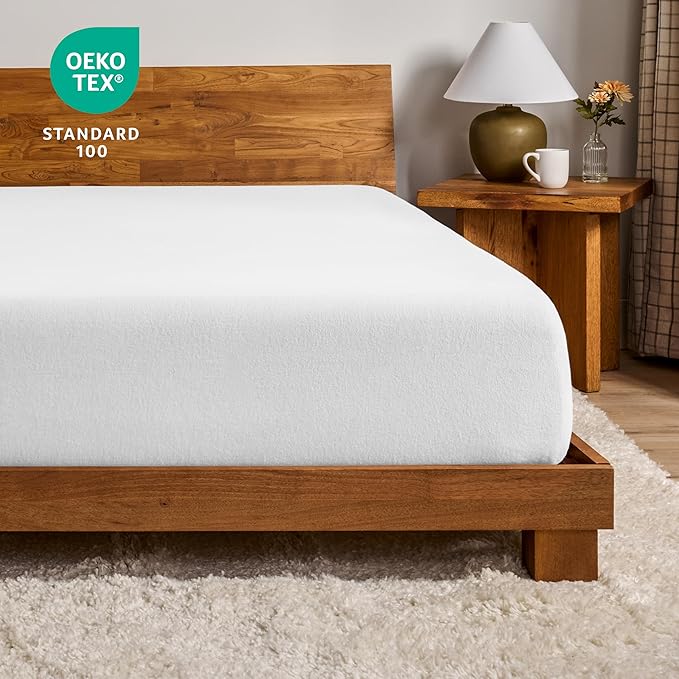 Bare Home Flannel Fitted Bottom Sheet 100% Cotton, Velvety Soft Heavyweight - Double Brushed Flannel - Deep Pocket (Twin, White)
