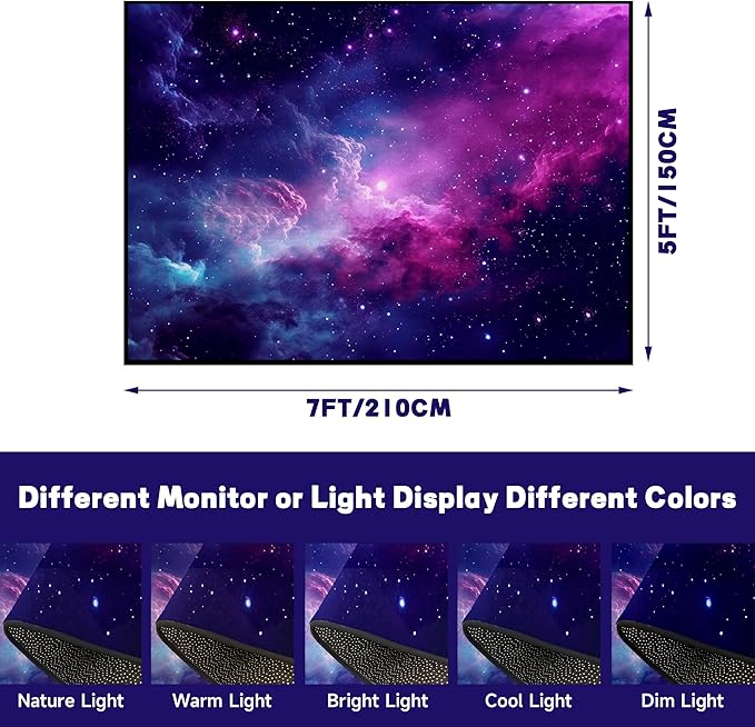 5' X 7' Purple Galaxy Rug Space Rugs Colorful Throw Rug Non-Slip Sun and Cloud Carpet Doormats for Living Room Bedroom Apartment Dorm Floor Mat