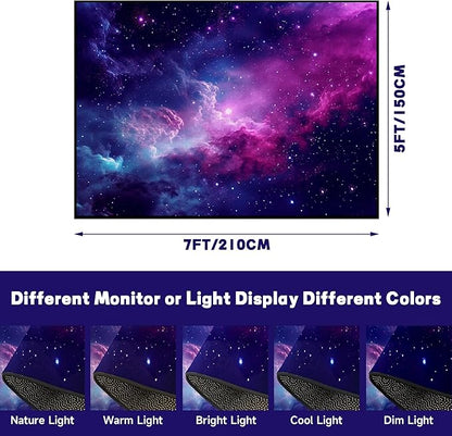 5' X 7' Purple Galaxy Rug Space Rugs Colorful Throw Rug Non-Slip Sun and Cloud Carpet Doormats for Living Room Bedroom Apartment Dorm Floor Mat