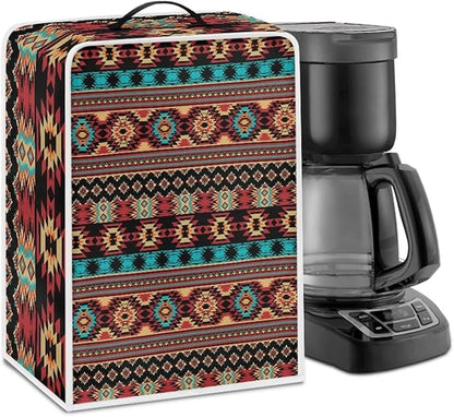 Aztec Style Coffee Maker Cover For Kitchen With Top Handle Waterproof Dust Appliance Cover Suitable For Most Coffee Machine Models Tribe Pattern