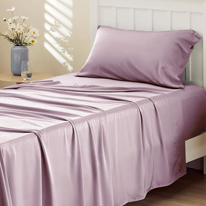 Bedsure Cooling Sheets Twin, Rayon Derived from Bamboo, Breathable & Soft Twin Sheets Set, Deep Pocket Up to 16 Inches, Hotel Luxury Silky Bedding for Hot Sleepers, Lavender