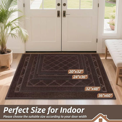 BEQHAUSE Dirt Trapper Door Mat 32" x 48", Doormat Non-Slip Entryway Rugs Washable, Dog Door Mat Stain Resistant and Absorbent Welcome Floor Mat for Front Back Door, Muddy Wet Shoes & Paws, Brown