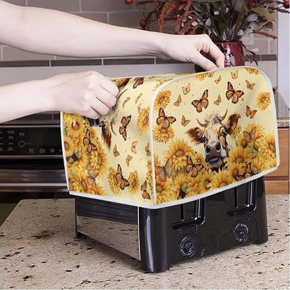 Sunflower Butterfly Butterfly Printed Toaster Cover for Anti-Dust and Fingerprint, Kitchen Small Appliance, Microwave Toaster Oven Cover Decorative Accessories for Kitchen