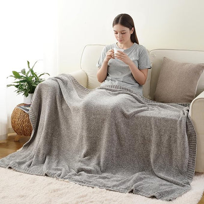 BATTILO HOME Light Grey Throw Blanket for Couch, Soft Knitted Chenille Throw Blanket for Sofa, Chair, Living Room, Cozy Gray Throw Blankets for Bed,51"x67"