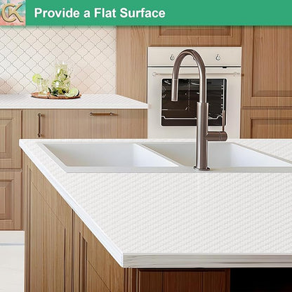 Self-Adhesive Shelf Liner Kitchen Liner, Waterproof Backed Paper Easy Peel and Stick Contact Liner Without Residue for Decor Your Desk Surface, Kitchen Countertops (White, 11.8 x 236.2 inches)