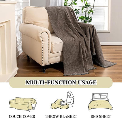 MEETSKY Oversized Chair Cover Small Couch Cover Armchair Sofa Cover for Dog Sofa Throw Cover for Sofa Single Recliner，Chenille Sofa Slipcovers for Pets Thick Washable, 71" x 91", Dark Chocolate