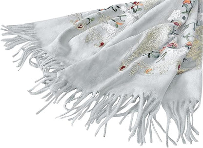Urban CoCo Women's Embroidered Tassel Long Shawl Oversize Scarf Wraps for Women