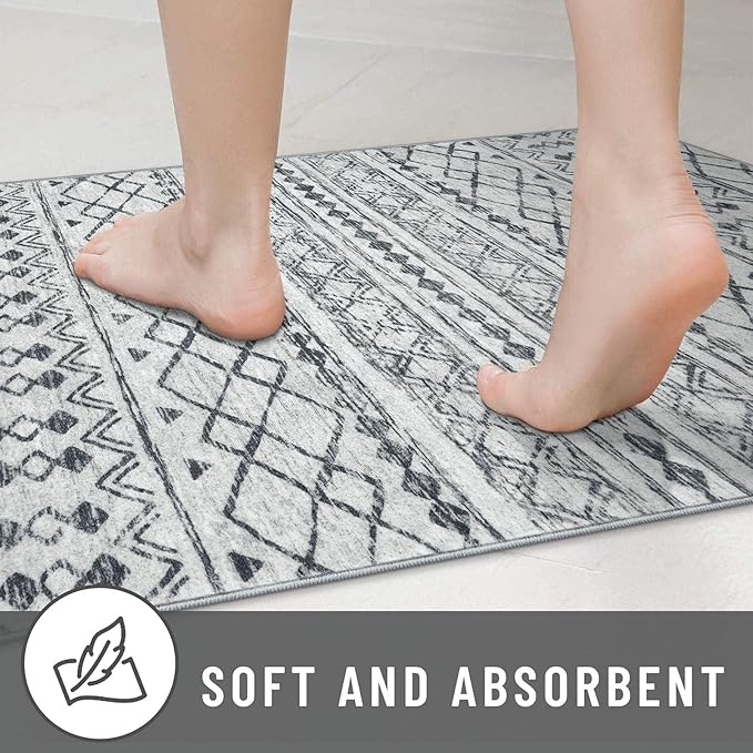 KUTA Long Hallway Runner Rug 2.6x14 Non-Slip Washable, Moroccan Vintage Beige Boho Kitchen Rugs Ultra Soft Distressed Geometric Floor Carpet Runners for Bedroom Laundry Stairway Entryway