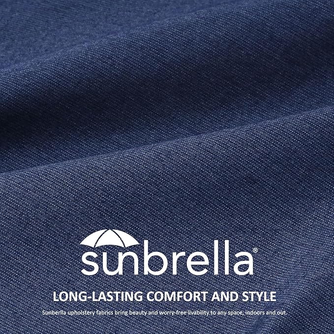Sunbrella Outdoor High Back Chair Cushion Seat Pads, 44 x 21 Inch Water-Repellent & Fade-Resistant Patio Furniture Cushions with Ties for Adirondack, Rocking Chairs, Specrtum Indigo