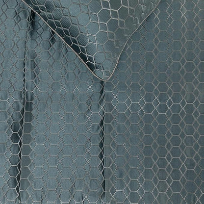 The HomeCentric King Queen Twin Blue Handmade Twin 53"x18" Bed Runner with Pillow Cover, Hexagon Pattern Bed Scarf on Jacquard Fabric - Hexagon Lagoon