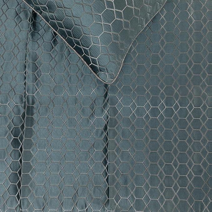 The HomeCentric King Queen Twin Blue Handmade Queen 74"x18" Bed Runner Without Pillow Cover, Hexagon Pattern Bed Scarf on Jacquard Fabric - Hexagon Lagoon