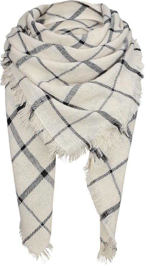 American Trends Women's Cozy Warm Winter Fall Blanket Scarf Stylish Soft Chunky Checked Giant Scarves Shawls