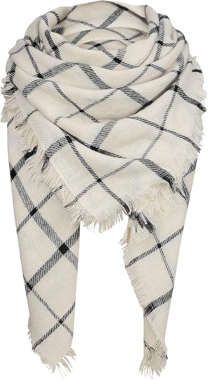 American Trends Women's Cozy Warm Winter Fall Blanket Scarf Stylish Soft Chunky Checked Giant Scarves Shawls