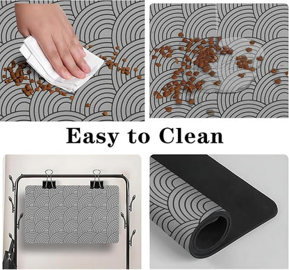 Dog Food Mat for Floors, Absorbent and Quick-Drying Pet Cat Food Mat,Anti-Fouling and Easy-to-Clean Pet Feeding Mat,Dog Bowl Mats for Messy Drinking Water Bowls.12x20inch Boho Style