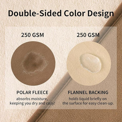 QiyI Waterproof Blanket for Bed Queen Size, Reversible Washable Pet-Friendly Flannel Throw Blanket, Leakproof Stain-Resistant Furniture Protector for Travel & Camping, 60"x80", Brown/Tan