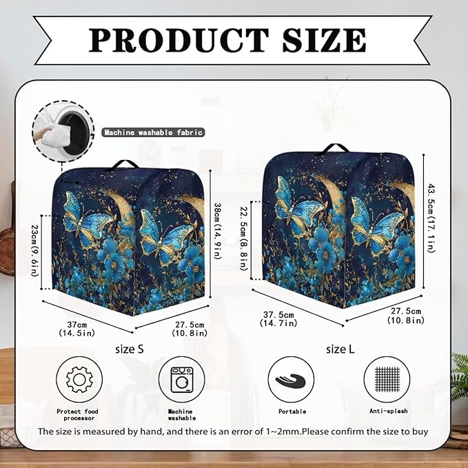 Blue Butterfly Flower Mixer Covers Dust Mixer Covers for Stand Mixer Kitchen Counter Mixer Parts & Accessories Decor for Kitchen Kid Mixer Cover