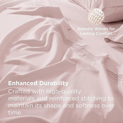 Bedsure Deep Pocket Twin Sheets Set - Fits Mattresses Up to 21 Inches Thick -3 Piece GentleSoft Bed Sheets, Moisture Wicking, Soft & Cooling Bedsheet & Pillowcases, Easy & Secure Fit, Blush Pink