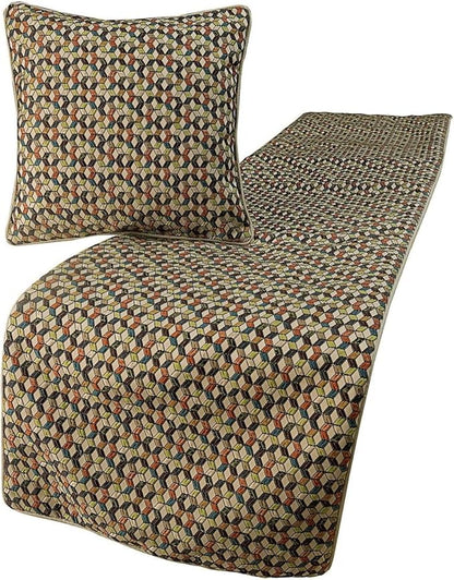The HomeCentric King Queen Twin Beige & Multicolor Decorative CA King 86"x18" Bed Runner with Pillow Cover, Floral Embroidery Bed Scarf on Jacquard Embroidered Fabric - Trixee