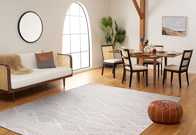 SAFAVIEH Area Rug 12x15 - Tulum Collection - Large - Ivory & Light Grey, Moroccan Boho Tribal Design, Non-Shedding & Easy to Clean, Ideal for Living Room, Bedroom, Dining Space (TUL272G)