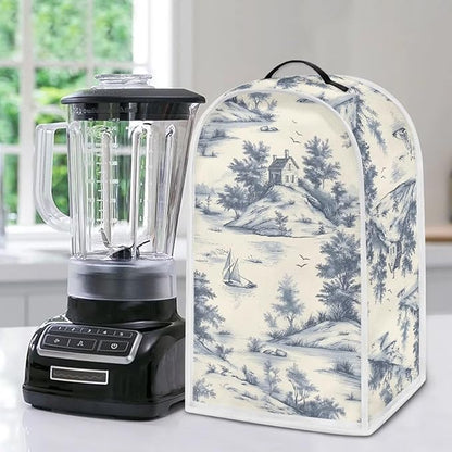 Talayituse Toile De Jouy House Print Blender Dust Cover, Fingerprint Protection Cover for Stand Mixer or Coffee Machine, Home Kitchen Appliance Covers for Stain Dust Resistant Supplies