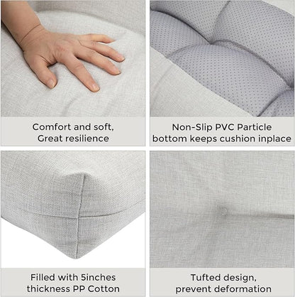 FUNHOME Outdoor Bench Cushion 42 x18 inch with Non-Slip Grips,Water Resistant Porch Swing Cushion,Bench Pillow Pads,Tufted Cushions for Patio Garden Furniture,42" Seat Cushions(White Gray)