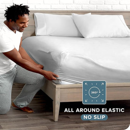 Bare Home Fitted Bottom Sheet Full XL Size - Premium 1800 Microfiber - Ultra-Soft Hotel Luxury - Deep Pocket - Durable and Long Lasting - Fitted Sheet (Full XL, Cloud Grey)