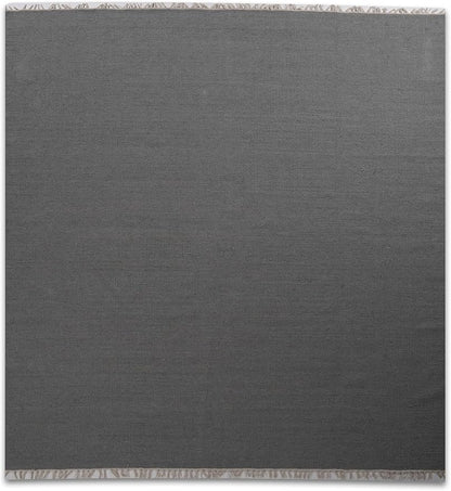 Rugsotic Carpets Hand Woven Flat Weave Kilim Wool ECO-Friendly Area Rugs - 8'x8', Square Shape, Silver Color, Solid Plain Design, Low Pile Handmade Area Rugs for Living Room, Bed Room (D00111)