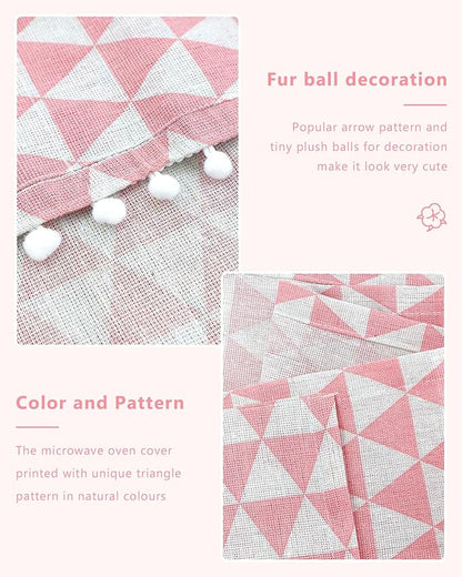 Microwave Oven Cover Dustproof Cotton Machine Protector Decorative Kitchen Appliance Cover with Side Storage Pockets (11.8 x 35.4 Inch, Pink Triangle)
