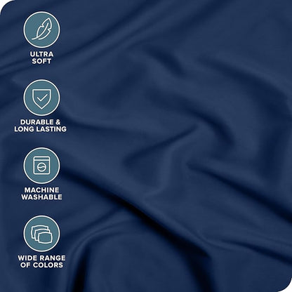 Bare Home 2-Pack Fitted Bottom Sheets Twin - Premium 1800 Ultra-Soft Wrinkle Resistant Microfiber - Deep Pocket (Twin, Dark Blue)