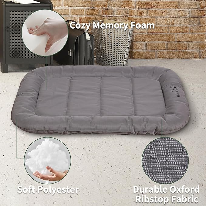 KHONSU PET Durable Dog Bed Tough and Tear Proof Dog Crate Bed, 800lbs Tear Strength PVC-Backed Waterproof Ped Bed Mat Indoor & Outdoor Use for Dogs up to 60 lbs