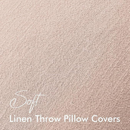 EMEMA Throw Pillow Covers Decorative Linen Pillow Covers 18x18 Inch Pink Boho Farmhouse Neutral Couch Throw Pillows for Bed Pack of 2 Accent Pillowcase Modern Sofa Cushion Livingroom Home