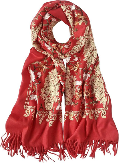 Urban CoCo Women's Embroidered Tassel Long Shawl Oversize Scarf Wraps for Women