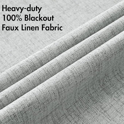 MIULEE Linen Curtains for Bedroom 100% Blackout Thermal Insulated Glacier Gray Grommet Room Darkening Curtains & Drapes for Living Room Nursery 52 x 54 Inch (2 Panels)