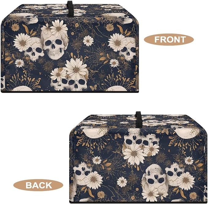 Microwave Oven Cover, Skull Halloween Dust Oil Proof Waterproof Machine Protector Decorative Kitchen Appliance Cover Reusable Microwave Food Covers Prevents Splatters Universal Size