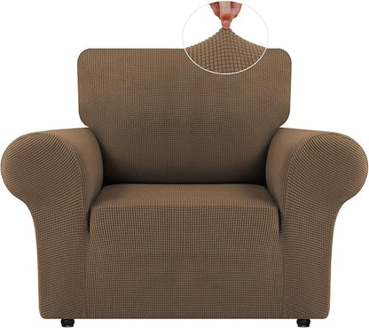 LURKA Stretch Chair Sofa Slipcovers 1 Piece Couch Covers for Sofa Furniture Protector Full Sofa Covers with Elastic Bottom for Kids and Dog (Camel, Small)