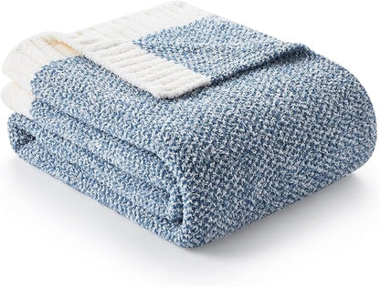 Snuggle Sac Heather Blue Bed Blanket Oversized Twin XL 66x90, Super Soft Warm Blankets for Bed, Living Room, Luxurious Microfiber Blanket Dupes, Heather Blue, 66x90