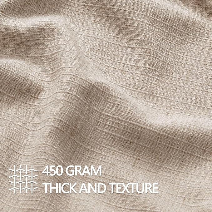 MIULEE Decorative Euro Sham Pillow Covers 24x24, 2 Pack Large Boho Farmhouse Neutral Throw Pillows for Bed, Thick Textured Modern Linen Cushion Cases Couch Sofa Living Room Home Decor, Natural Linen